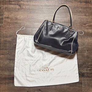 Coach Christie Carryall Large Navy Leather Tote satchel Bag 💼